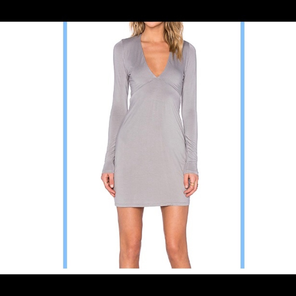 Woman deep V mini dress.
